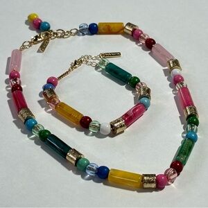Sugarfix Colorful Beaded Resin Necklace Bracelet Set Kidcore Clowncore Scene Kid